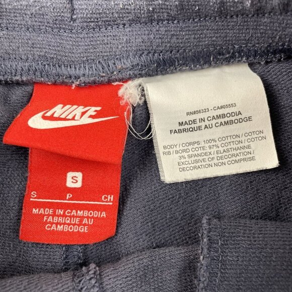 NIKE Sweat Shorts Men’s S Blue Cotton Swoosh Logo Gym Drawstring Elastic Waist - Picture 6 of 9